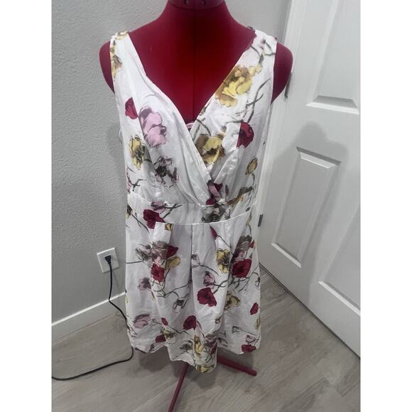 Floral Print Sleeveless Dress V-Neck White Colorful Casual - Picture 7 of 8